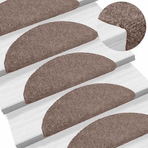 vidaXL Stair Mats Self-Adhesive 15 pcs. 56x17x3 cm Light Brown Semi-Circular