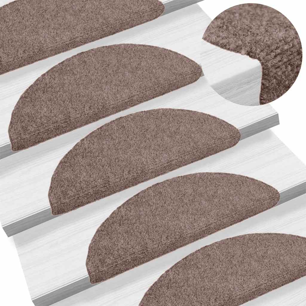vidaXL Stair Mats Self-Adhesive 15 pcs. 56x17x3 cm Light Brown Semi-Circular