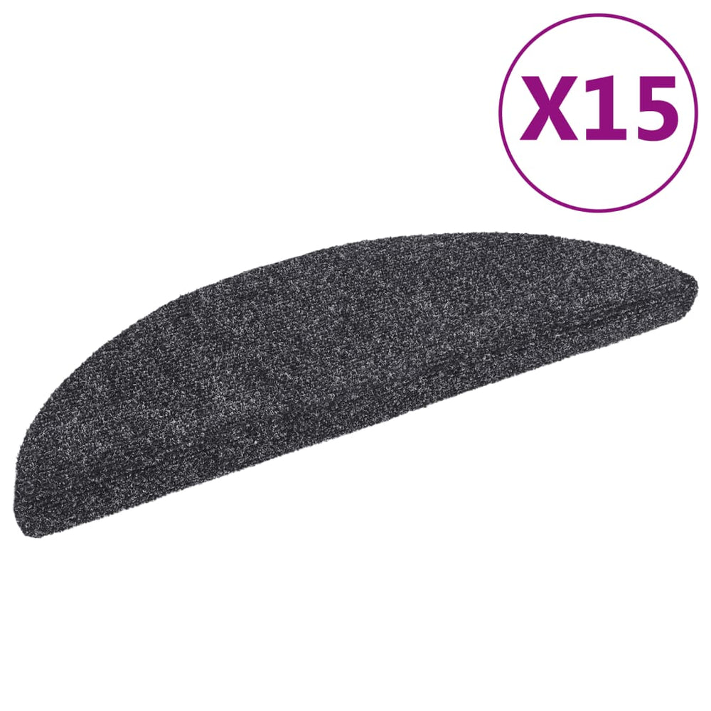 vidaXL Self-Adhesive Stair Treads 15 pcs. 56x17x3 cm Dark Grey Half-Round