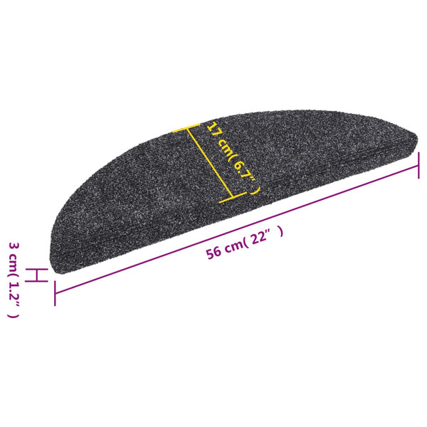 vidaXL Self-Adhesive Stair Treads 15 pcs. 56x17x3 cm Dark Grey Half-Round
