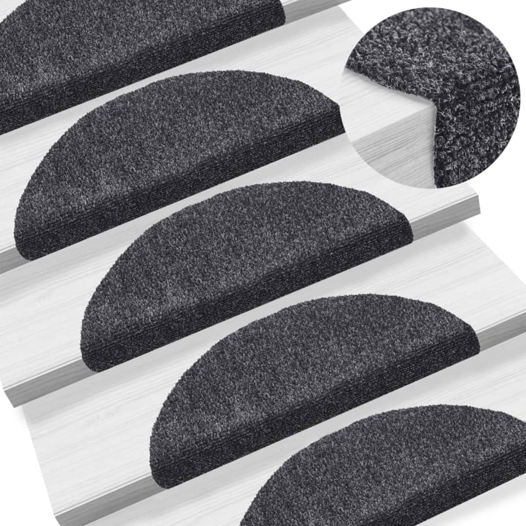 vidaXL Self-Adhesive Stair Treads 15 pcs. 56x17x3 cm Dark Grey Half-Round