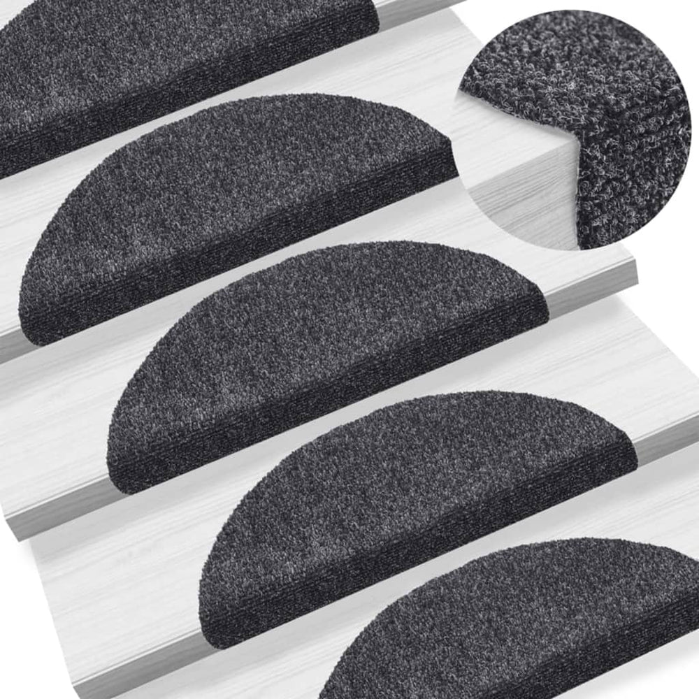 vidaXL Self-Adhesive Stair Treads 15 pcs. 56x17x3 cm Dark Grey Half-Round