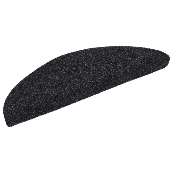 vidaXL Self-Adhesive Stair Treads 15 pcs. 56x17x3 cm Black Semi-Circular