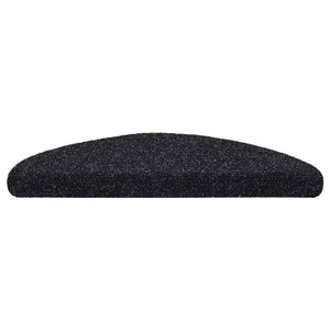 vidaXL Self-Adhesive Stair Treads 15 pcs. 56x17x3 cm Black Semi-Circular