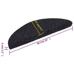 vidaXL Self-Adhesive Stair Treads 15 pcs. 56x17x3 cm Black Semi-Circular