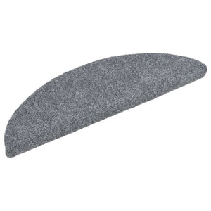 vidaXL Self-Adhesive Stair Mats 15 pcs. 56x17x3 cm Light Grey Semi-Circular