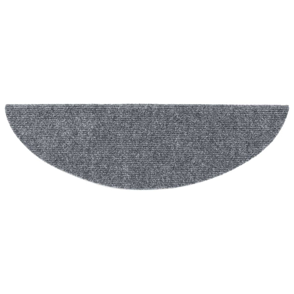 vidaXL Self-Adhesive Stair Mats 15 pcs. 56x17x3 cm Light Grey Semi-Circular