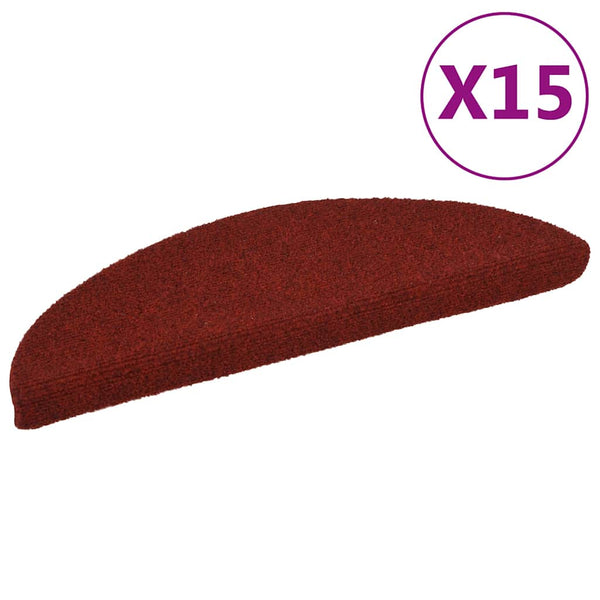 vidaXL Self-Adhesive Stair Treads 15 pcs. 56x17x3 cm Burgundy Half Round