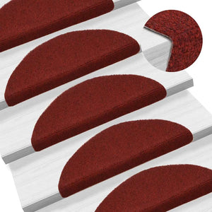vidaXL Self-Adhesive Stair Treads 15 pcs. 56x17x3 cm Burgundy Half Round