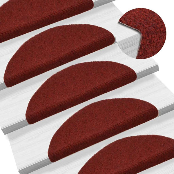 vidaXL Self-Adhesive Stair Treads 15 pcs. 56x17x3 cm Burgundy Half Round