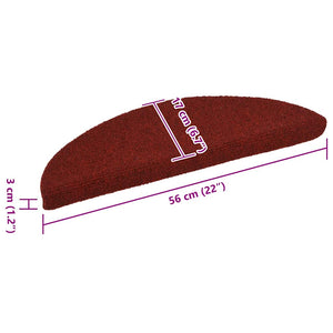 vidaXL Self-Adhesive Stair Treads 15 pcs. 56x17x3 cm Burgundy Half Round