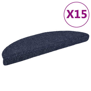 vidaXL Self-Adhesive Stair Treads 15 pcs. 56x17x3 cm Blue Semi-circular