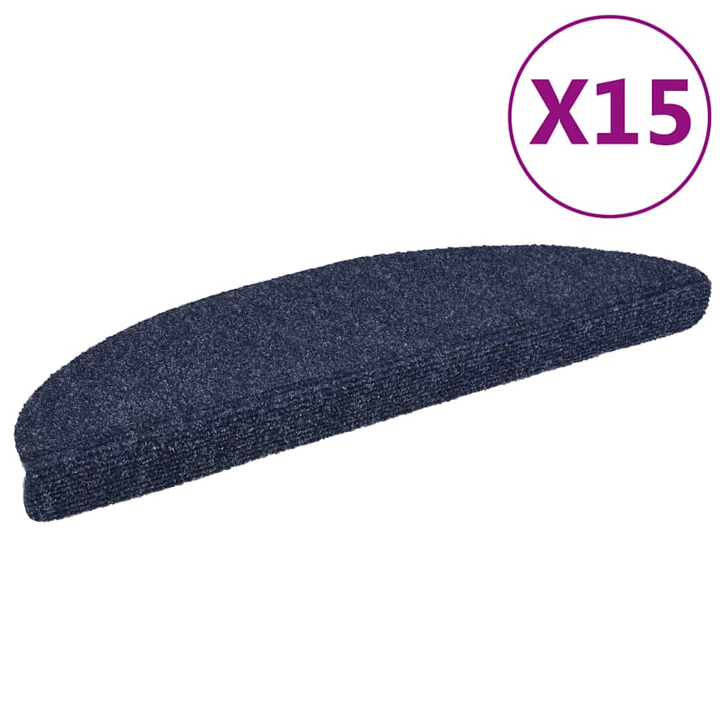 vidaXL Self-Adhesive Stair Treads 15 pcs. 56x17x3 cm Blue Semi-circular