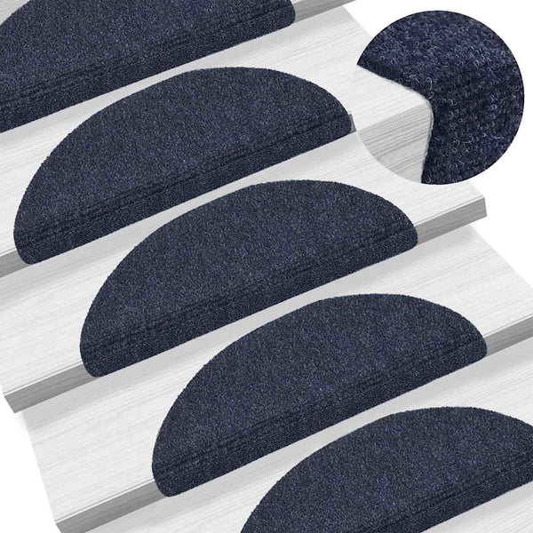 vidaXL Self-Adhesive Stair Treads 15 pcs. 56x17x3 cm Blue Semi-circular