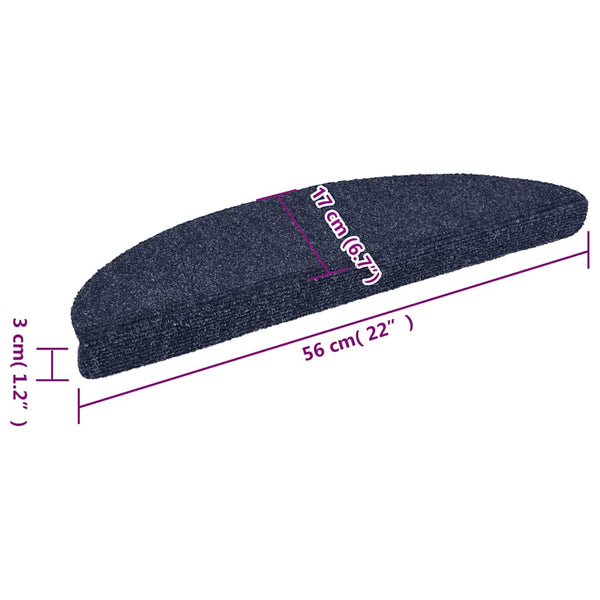 vidaXL Self-Adhesive Stair Treads 15 pcs. 56x17x3 cm Blue Semi-circular