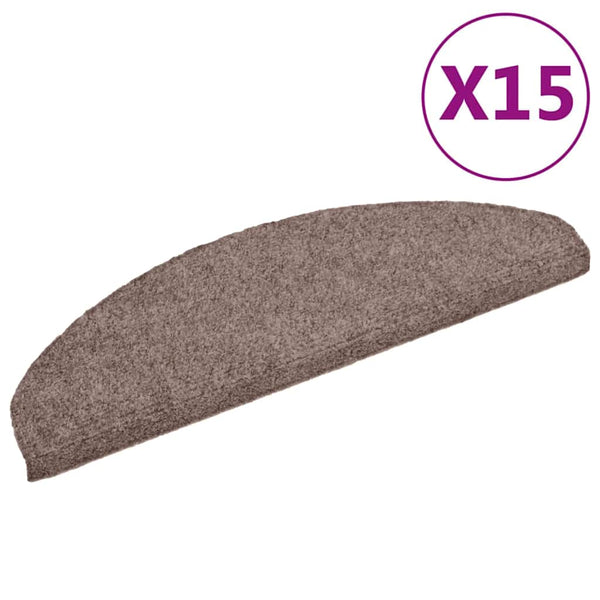vidaXL Self-Adhesive Stair Mats 15 pcs. 65x21x4 cm Light Brown Half Round Large