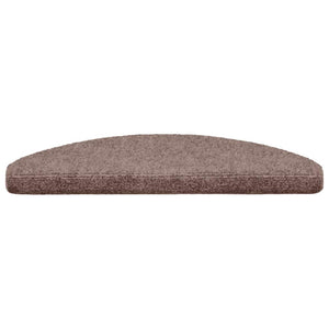 vidaXL Self-Adhesive Stair Mats 15 pcs. 65x21x4 cm Light Brown Half Round Large