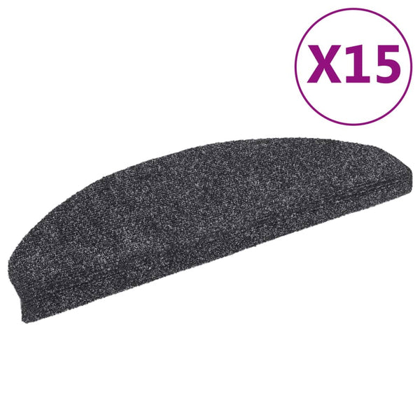 vidaXL Self-Adhesive Stair Treads 15 pcs. 65x21x4 cm Dark Grey Semi-Circular Large