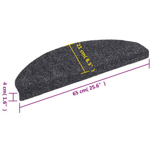 vidaXL Self-Adhesive Stair Treads 15 pcs. 65x21x4 cm Dark Grey Semi-Circular Large