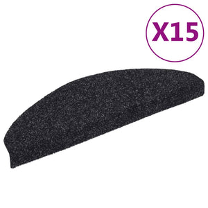 vidaXL Self-Adhesive Stair Treads 15 pcs. 65x21x4 cm Black Semi-Circular Large