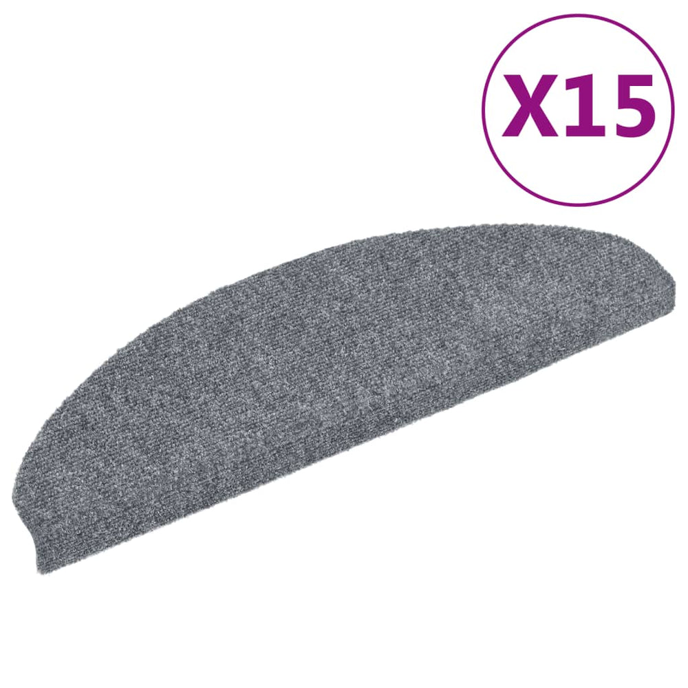 vidaXL Self-Adhesive Stair Treads 15 pcs. 65x21x4 cm Light Grey Semi-Circular Large
