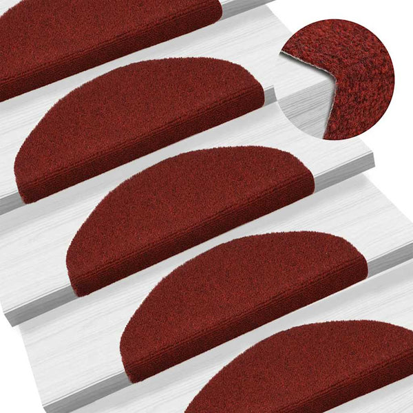 vidaXL 15-piece Self-Adhesive Stair Mats Needle Felt 65x21x4cm Red