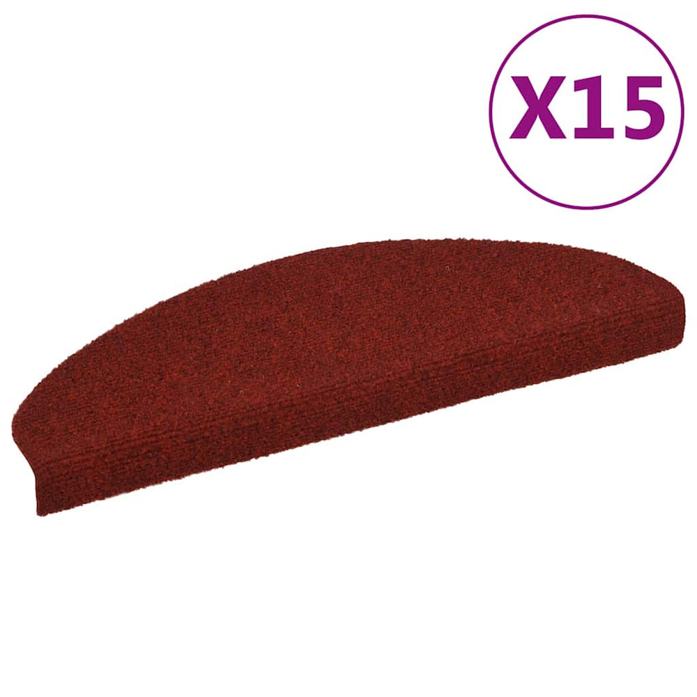 vidaXL 15-piece Self-Adhesive Stair Mats Needle Felt 65x21x4cm Red