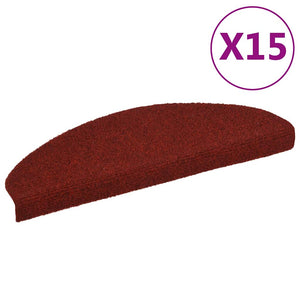 vidaXL 15-piece Self-Adhesive Stair Mats Needle Felt 65x21x4cm Red