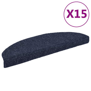 vidaXL Stair Mats Self-Adhesive 15 pcs. 65x21x4 cm Blue Half-Round Large