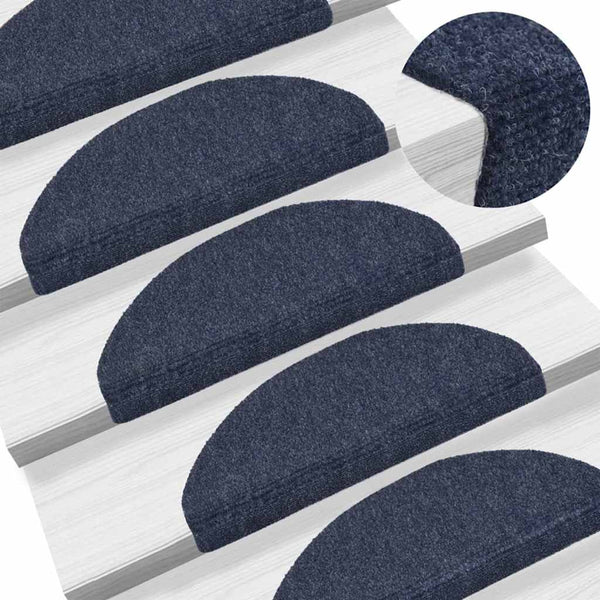 vidaXL Stair Mats Self-Adhesive 15 pcs. 65x21x4 cm Blue Half-Round Large