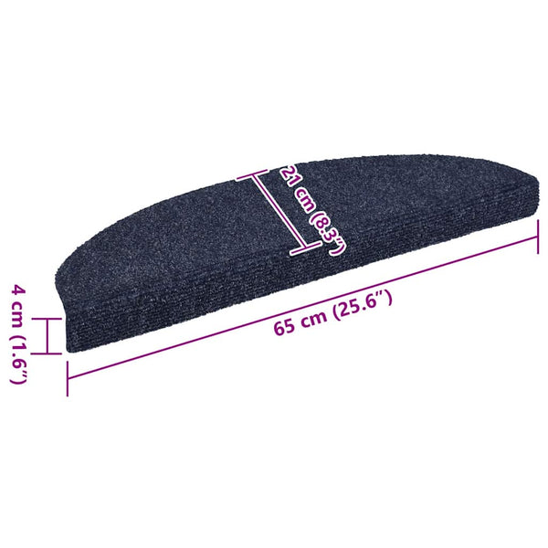 vidaXL Stair Mats Self-Adhesive 15 pcs. 65x21x4 cm Blue Half-Round Large