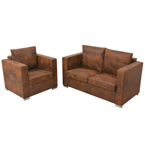 vidaXL 2-piece Sofa Set Faux Suede