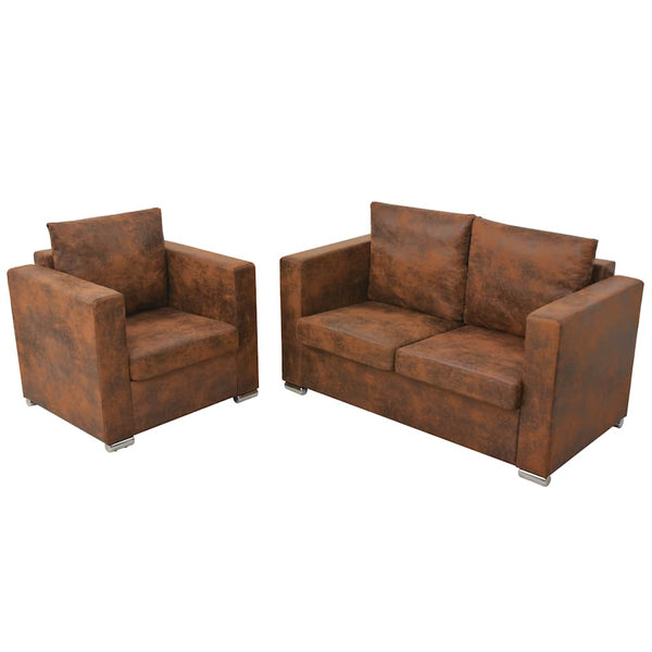 vidaXL 2-piece Sofa Set Faux Suede