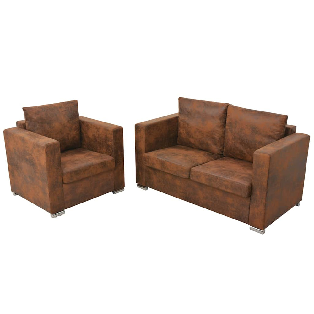 vidaXL 2-piece Sofa Set Faux Suede