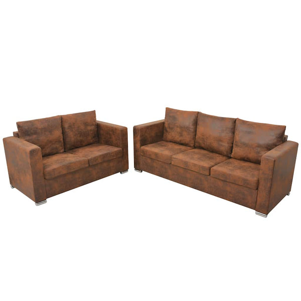 vidaXL 2-piece Sofa Set Faux Suede