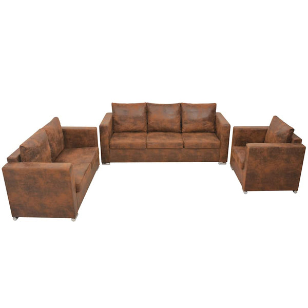 vidaXL 3-Piece Sofa Set Faux Suede