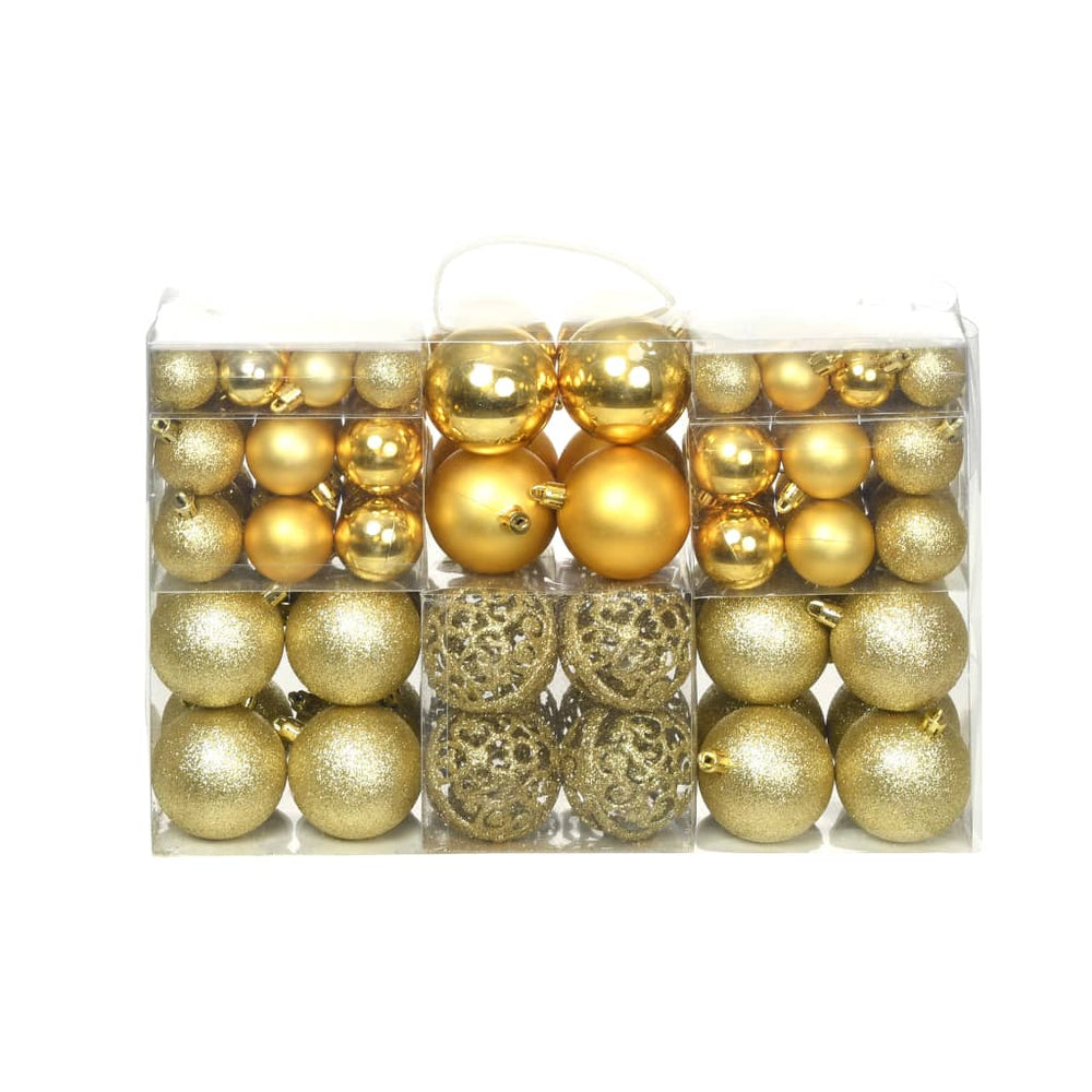 vidaXL 100-piece Christmas Bauble Set 3/4/6 cm Gold