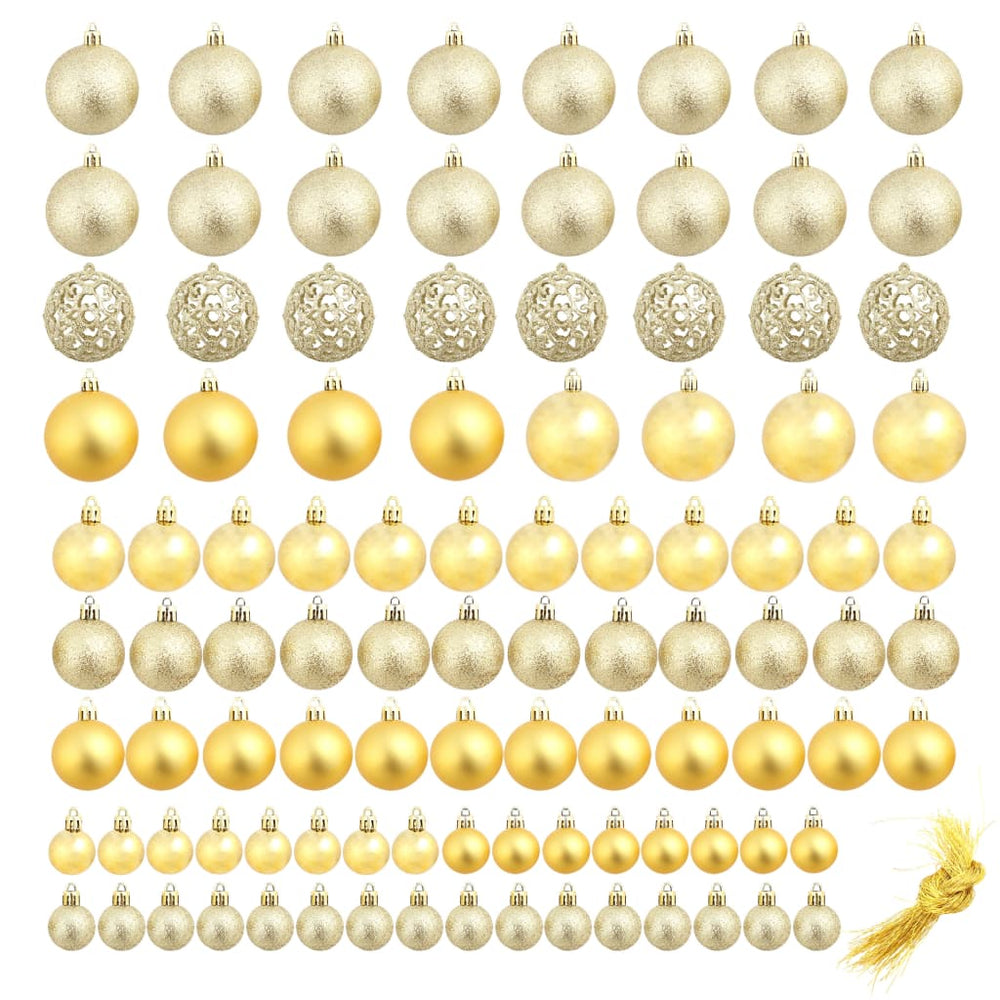 vidaXL 100-piece Christmas Bauble Set 3/4/6 cm Gold