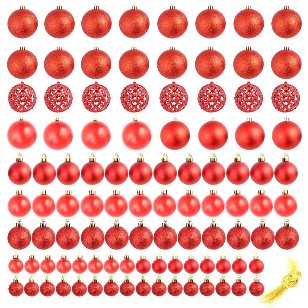 vidaXL 100-pc. Christmas Bauble Set 3/4/6 cm Red