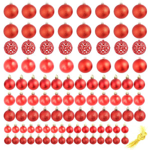 vidaXL 100-pc. Christmas Bauble Set 3/4/6 cm Red
