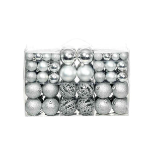 vidaXL 100-piece Christmas Bauble Set 3/4/6 cm Silver