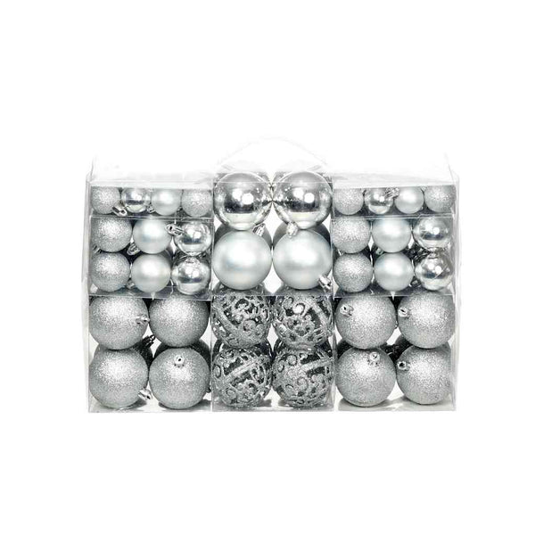 vidaXL 100-piece Christmas Bauble Set 3/4/6 cm Silver