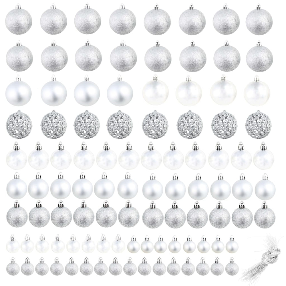vidaXL 100-piece Christmas Bauble Set 3/4/6 cm Silver