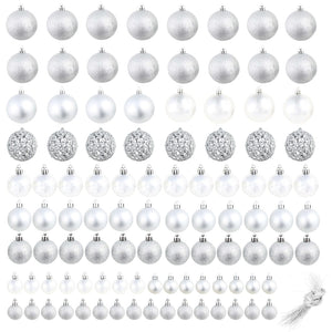 vidaXL 100-piece Christmas Bauble Set 3/4/6 cm Silver