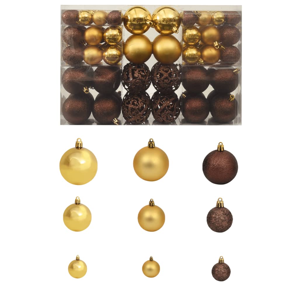vidaXL 100-piece Christmas Ball Set 3/4/6 cm Brown/Bronze/Golden