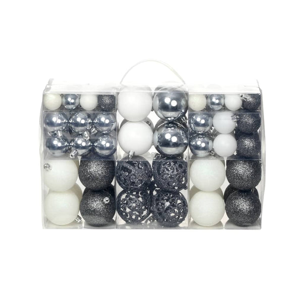 vidaXL 100-piece Christmas Ball Set 3/4/6 cm White/Grey