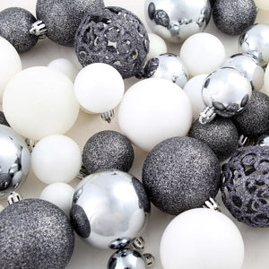 vidaXL 100-piece Christmas Ball Set 3/4/6 cm White/Grey