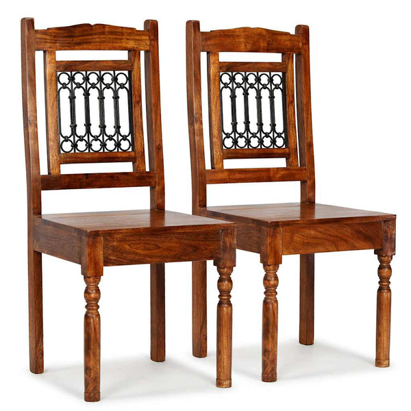 vidaXL Dining Chairs 2 pcs Solid Wood with Honey Finish