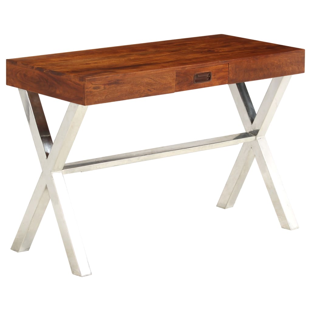 vidaXL Solid Wood Desk with Honey Finish 110x50x76 cm