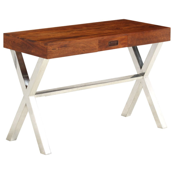 vidaXL Solid Wood Desk with Honey Finish 110x50x76 cm